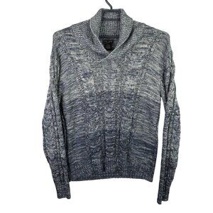 Mens Park Slope Gray Gradient Cable Knit Sweater Shawl Collar Acrylic Size XL